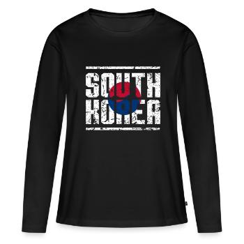 Corée du Sud Corée du Sud Armoiries d'Asie - T-shirt manches longues Premium bio Femme - noir - Devant - Julia (174cm)