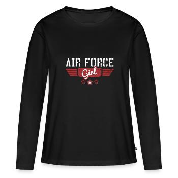 Luftwaffe Airforce Militär Armee Geschenk - Frauen Premium Bio Langarmshirt - Schwarz - Vorne - Julia (174cm)