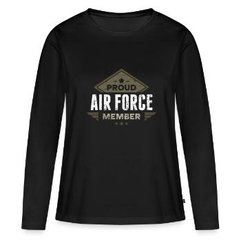 Luftwaffe Airforce Militär Armee Geschenk - Frauen Premium Bio Langarmshirt - Schwarz - Vorne - Julia (174cm)