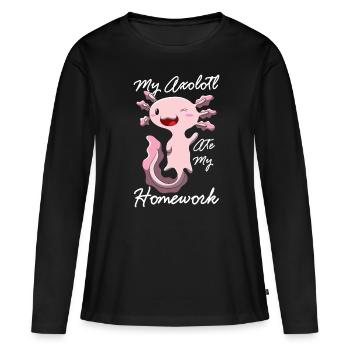Mon Axolotl a mangé mes devoirs cadeau drôle cadeau - T-shirt manches longues Premium bio Femme - noir - Devant - Julia (174cm)