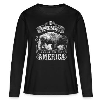 buffle - T-shirt manches longues Premium bio Femme - noir - Devant - Julia (174cm)