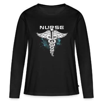 cadeau de santé infirmière blanche - T-shirt manches longues Premium bio Femme - noir - Devant - Julia (174cm)