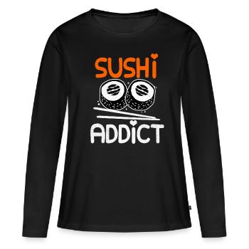 Sushi - T-shirt manches longues Premium bio Femme - noir - Devant - Julia (174cm)