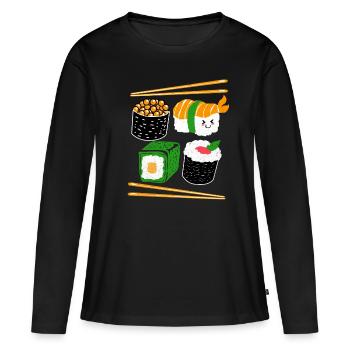 Sushi - T-shirt manches longues Premium bio Femme - noir - Devant - Julia (174cm)