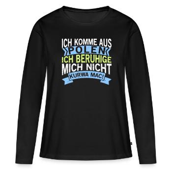 Witziger polnischer Spruch Polen Polska polnisch - Frauen Premium Bio Langarmshirt - Schwarz - Vorne - Julia (174cm)