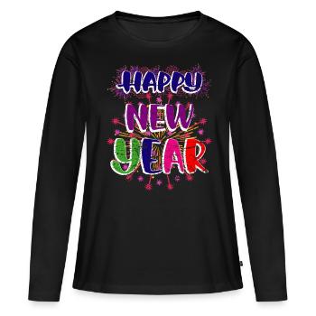 Nouvel an Nouvel An Minuit - T-shirt manches longues Premium bio Femme - noir - Devant - Julia (174cm)