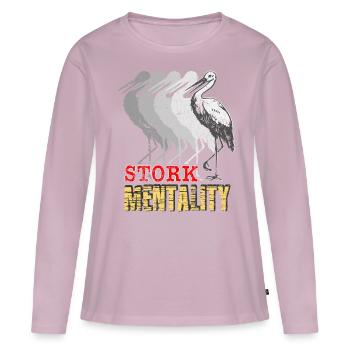 Stork Rattle Stork Baby Pregnancy Gift - Women's Premium Organic Long Sleeve Shirt - dusky pink - Front - Julia (174cm)