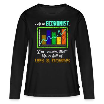 Ökonomie BWL VWL Wirtschaft Finanzen geschenk - Frauen Premium Bio Langarmshirt - Schwarz - Vorne - Julia (174cm)
