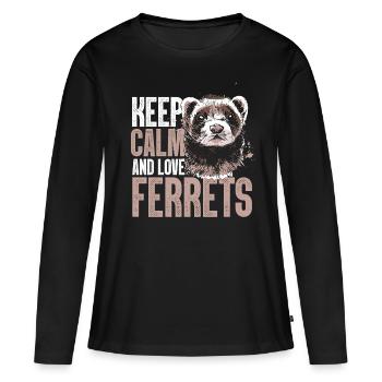 Frettchen - Frauen Premium Bio Langarmshirt - Schwarz - Vorne - Julia (174cm)