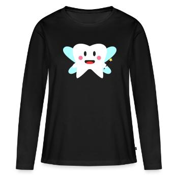 Dent fée mignonne amusement nettoyage - T-shirt manches longues Premium bio Femme - noir - Devant - Julia (174cm)