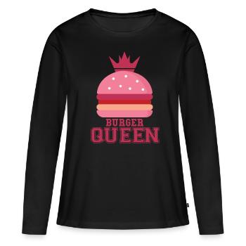 BURGER REINE - T-shirt manches longues Premium bio Femme - noir - Devant - Julia (174cm)
