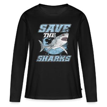 Requin Espèces menacées - T-shirt manches longues Premium bio Femme - noir - Devant - Julia (174cm)