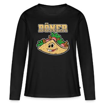 Doner Kebab Snack Funny Shirt Gift Geek - Women's Premium Organic Long Sleeve Shirt - black - Front - Julia (174cm)