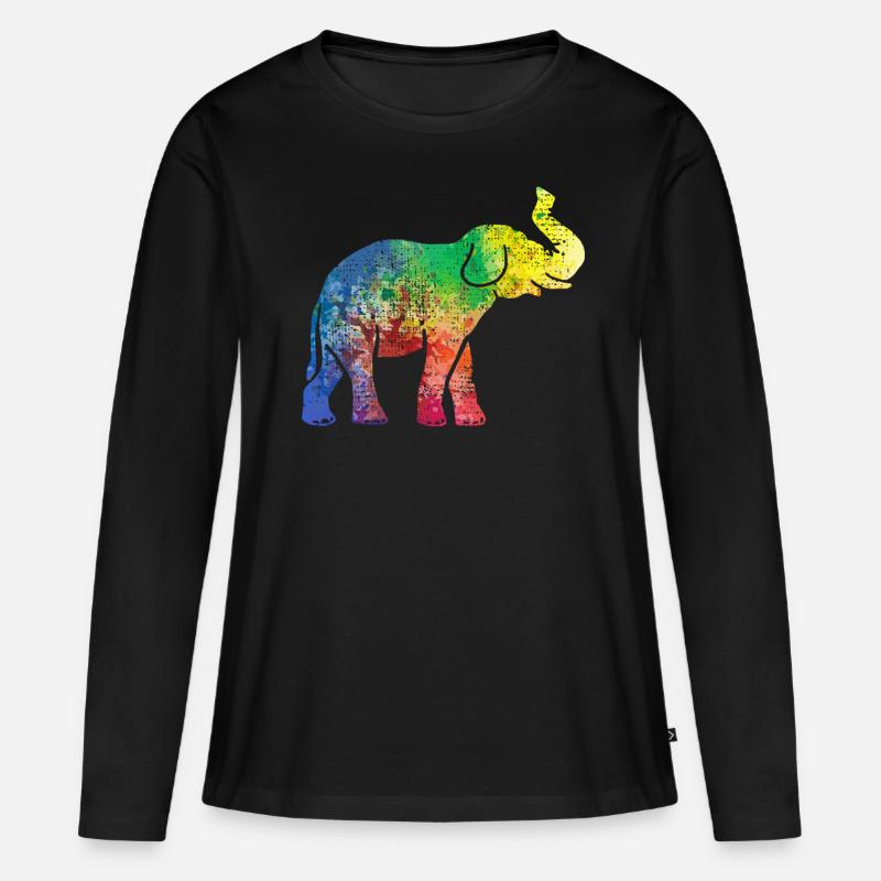 Elefant Elefant - Frauen Premium Bio Langarmshirt - Schwarz