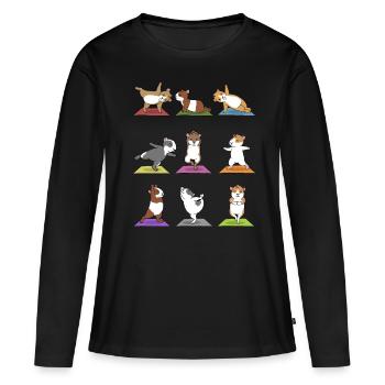 Méditation Yoga Cochon d'Inde Cadeau Yogi Namaste - T-shirt manches longues Premium bio Femme - noir - Devant - Julia (174cm)