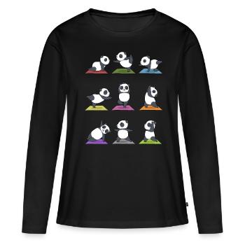 Cadeau de méditation yoga panda Yogi Namaste Zen - T-shirt manches longues Premium bio Femme - noir - Devant - Julia (174cm)