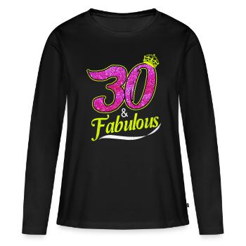 30 ans - T-shirt manches longues Premium bio Femme - noir - Devant - Julia (174cm)