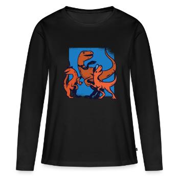 Papa Dino Fête Des Pères - T-shirt manches longues Premium bio Femme - noir - Devant - Julia (174cm)