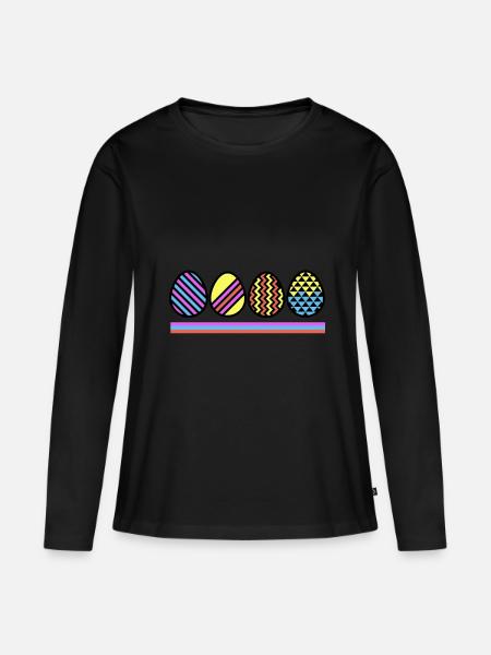Easter Eggs - Oster Eier - Frauen Premium Bio Langarmshirt - Schwarz