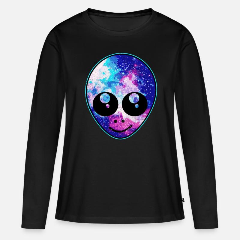 Aliens - Frauen Premium Bio Langarmshirt - Schwarz