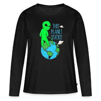 Aliens - T-shirt manches longues Premium bio Femme - noir - Devant - Julia (174cm)