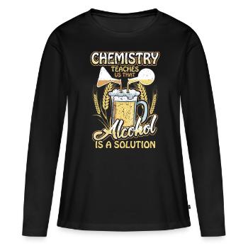 Chimie Chimiste Bière Solution D'alcool Cadeau - T-shirt manches longues Premium bio Femme - noir - Devant - Julia (174cm)