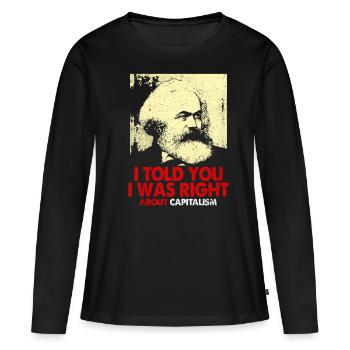 Communisme - T-shirt manches longues Premium bio Femme - noir - Devant - Julia (174cm)