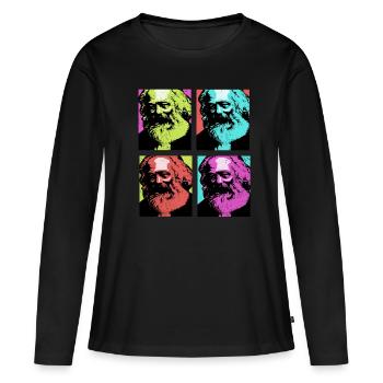 Communisme - T-shirt manches longues Premium bio Femme - noir - Devant - Julia (174cm)