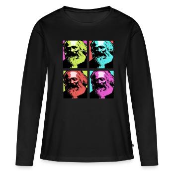 Communisme Lénine Marx Lutte des classes social - T-shirt manches longues Premium bio Femme - noir - Devant - Julia (174cm)