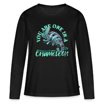 caméléon - T-shirt manches longues Premium bio Femme - noir - Devant - Julia (174cm)