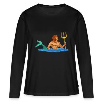 Meerjungfrau Seejungfrau Fischweib Papa Geschenk - Frauen Premium Bio Langarmshirt - Schwarz - Vorne - Julia (174cm)