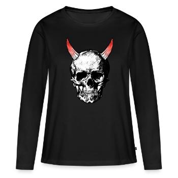 Devils Skull - Frauen Premium Bio Langarmshirt - Schwarz - Vorne - Julia (174cm)