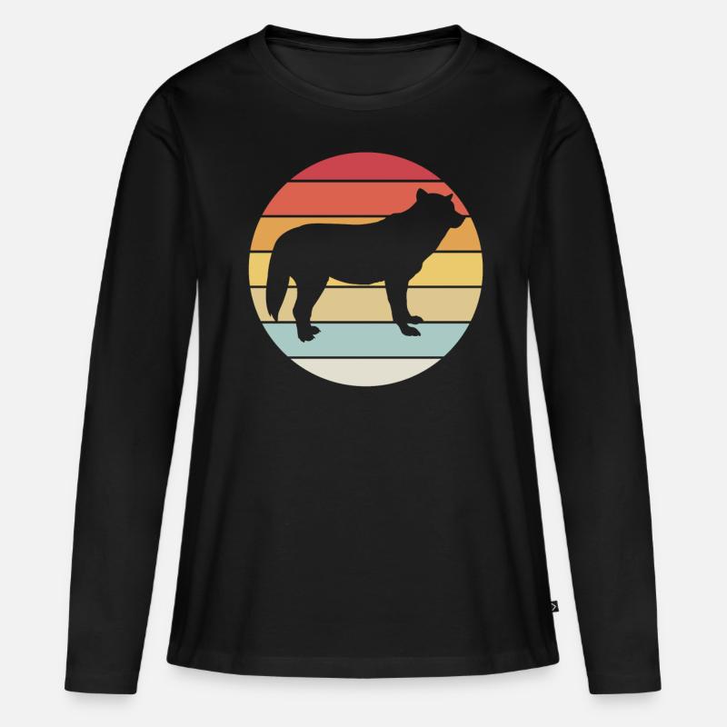 Wolf - Frauen Premium Bio Langarmshirt - Schwarz