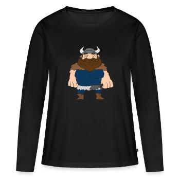 Viking avec casque et épée, barbare, scandinave - T-shirt manches longues Premium bio Femme - noir - Devant - Julia (174cm)