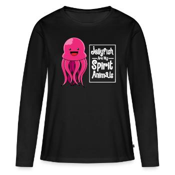 Méduse méduse doux méduse amoureux de la mer cadeau - T-shirt manches longues Premium bio Femme - noir - Devant - Julia (174cm)