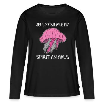 Méduse méduse doux méduse amoureux de la mer cadeau - T-shirt manches longues Premium bio Femme - noir - Devant - Julia (174cm)