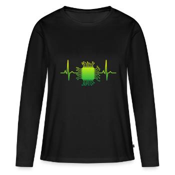 Computer Science Heartbeat - Women's Premium Organic Long Sleeve Shirt - black - Front - Julia (174cm)