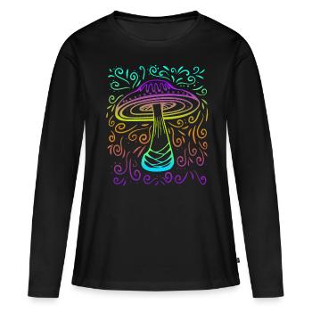 Magic Mushrooms Shirt Magic Mushrooms - Women's Premium Organic Long Sleeve Shirt - black - Front - Julia (174cm)
