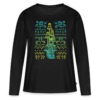 Magic Mushrooms Shirt Magic Mushrooms - Women's Premium Organic Long Sleeve Shirt - black - Front - Julia (174cm)