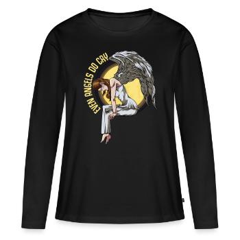ange - T-shirt manches longues Premium bio Femme - noir - Devant - Julia (174cm)
