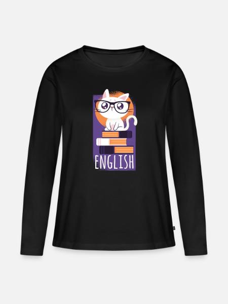 Cat, English Cat - Women's Premium Organic Long Sleeve Shirt - black
