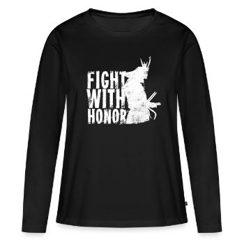 samouraï - T-shirt manches longues Premium bio Femme - noir - Devant - Julia (174cm)