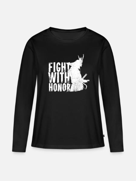 Samurai - Frauen Premium Bio Langarmshirt - Schwarz