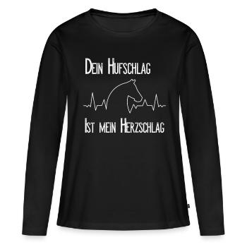 Pferde Herzschlag Pferdekopf Heartbeat Geschenk - Frauen Premium Bio Langarmshirt - Schwarz - Vorne - Julia (174cm)