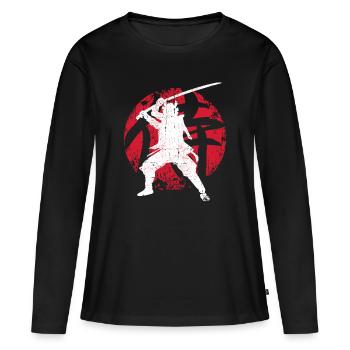 Samouraï - T-shirt manches longues Premium bio Femme - noir - Devant - Julia (174cm)