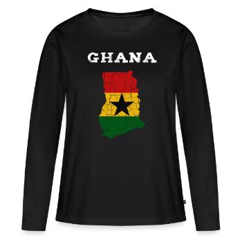 Ghana - T-shirt manches longues Premium bio Femme - noir - Devant - Julia (174cm)