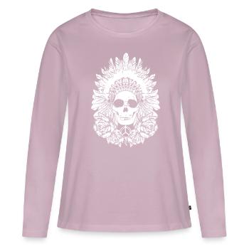 Crâne Indien Vintage Cadeau - T-shirt manches longues Premium bio Femme - rose poudré - Devant - Julia (174cm)