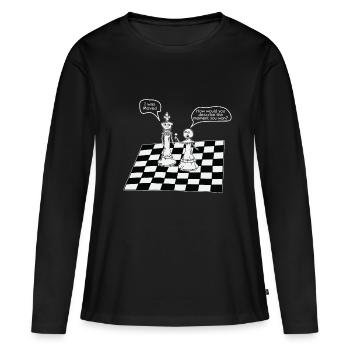 échec et mat - T-shirt manches longues Premium bio Femme - noir - Devant - Julia (174cm)