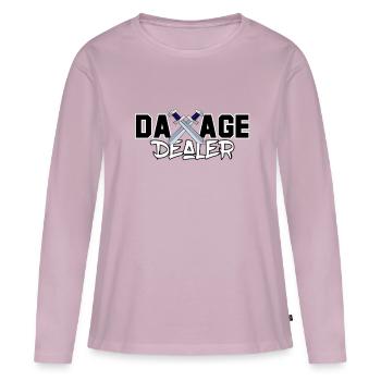 Damage Dealer | MMO Gamer Nerd Raid Cadeau Loot - T-shirt manches longues Premium bio Femme - rose poudré - Devant - Julia (174cm)