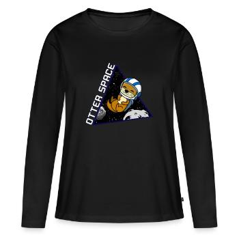 Otter Space Astronaut Planet Gift Voyager dans l'espace - T-shirt manches longues Premium bio Femme - noir - Devant - Julia (174cm)